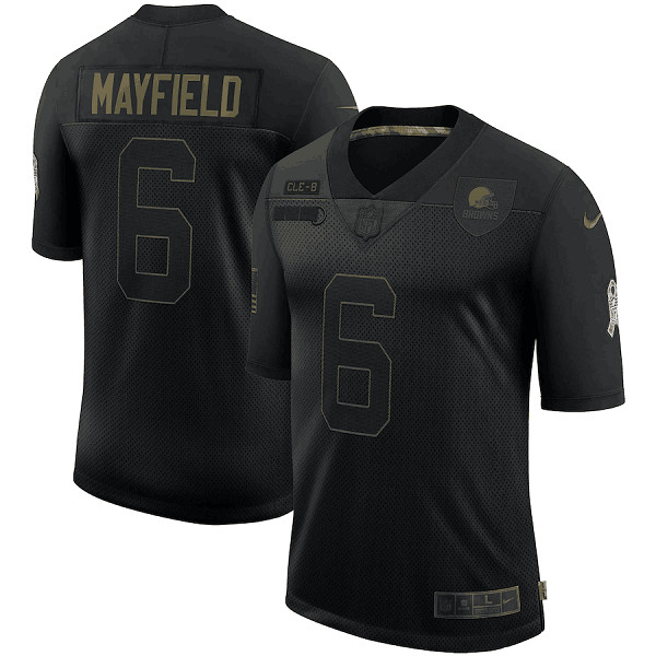 Men's Cleveland Browns #6 Baker Mayfield 2020 Black Salute To Service Limited Stitched NFL Jersey